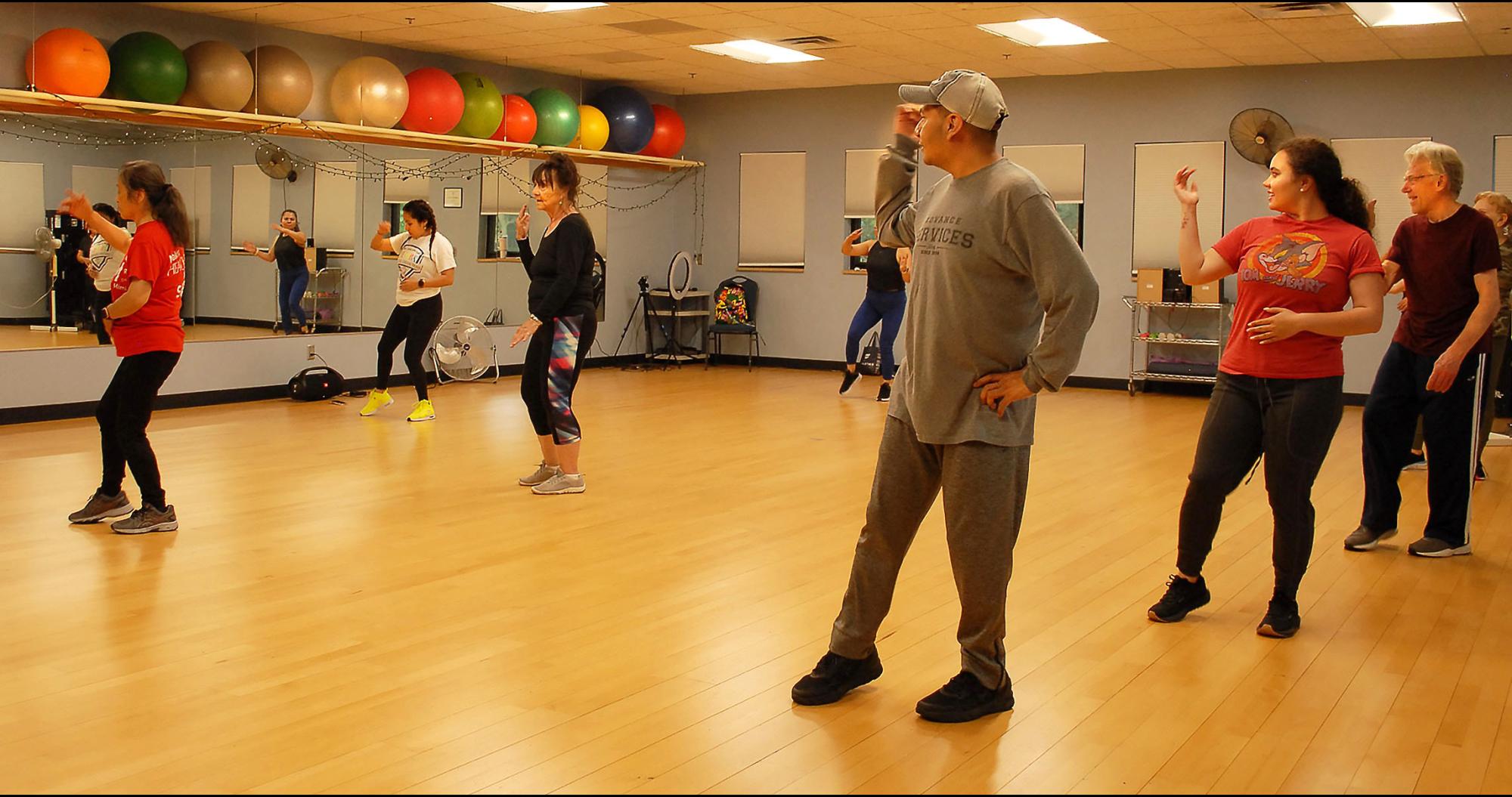 zumba gold class in dance studio